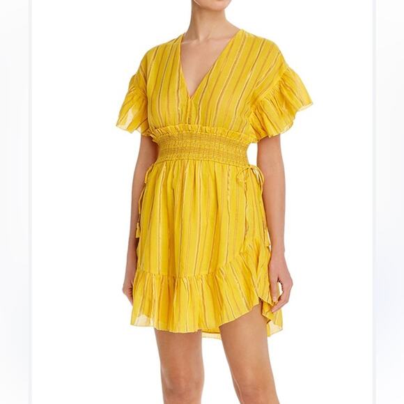 Saylor Yellow Adrianne Ruffle Sleeve Mini Dress XS - Picture 1 of 10